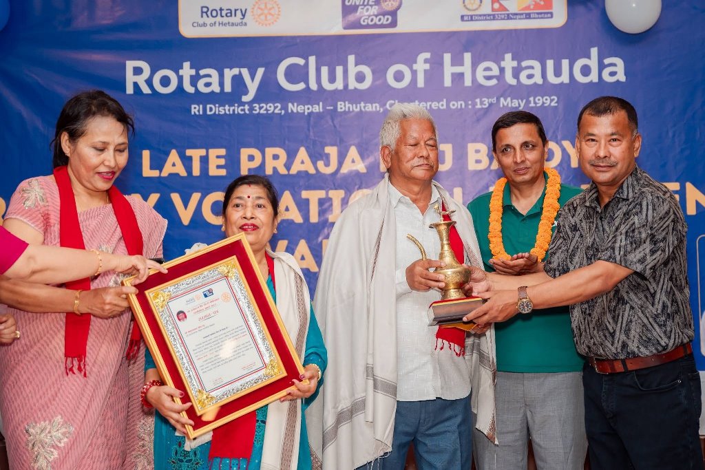 Former teacher Gokullal Shrestha awarded Rotary Vocational Excellence Award