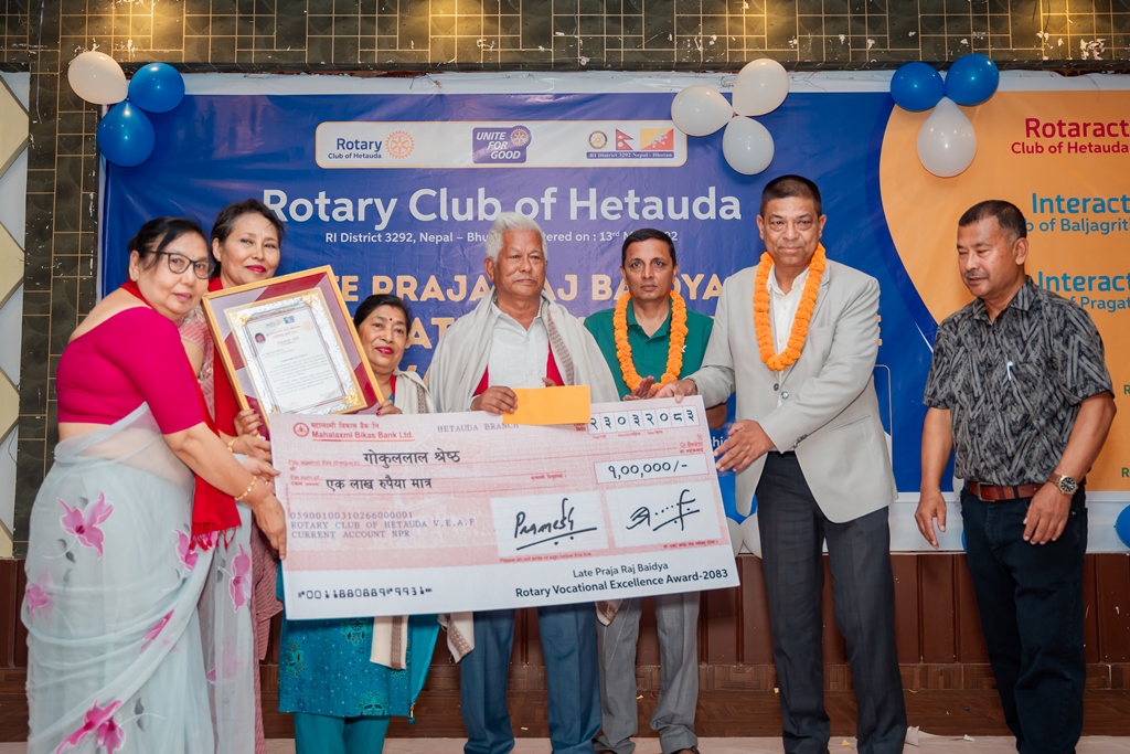 Former teacher Gokullal Shrestha awarded Rotary Vocational Excellence Award